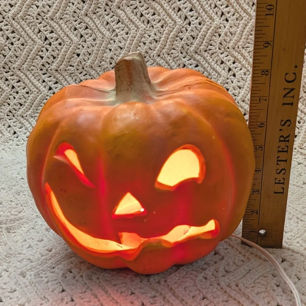 Vintage 1993 Trendmasters Halloween Light Up Foam Pumpkin Jack O Lantern